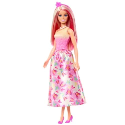 Barbie Royal Doll with Pink and Blonde Hair, Butterfly-Print Skirt and Accessories