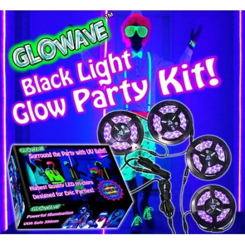 Glow Party World Black Lights for a Glow Party! Large LED UV Blacklight Strips for Room.
