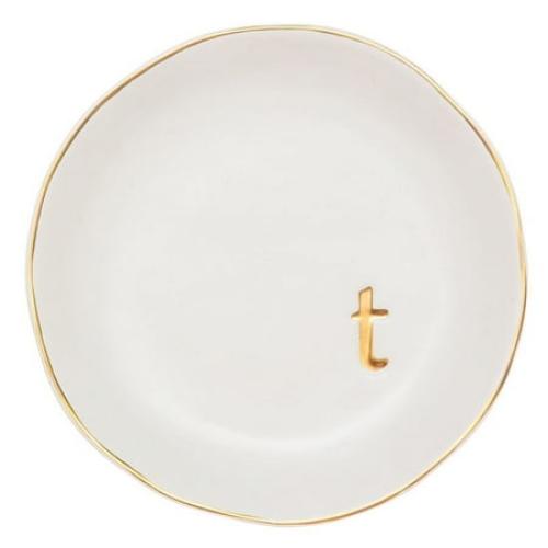 4.75 COLLECTIVE HOME - Ceramic Jewelry Tray, Decorative Trinket Dish for Rings Earrings Necklaces Bracelet Watch Keys, Birthday Mother's Day Christmas Gift for Women, White Surface