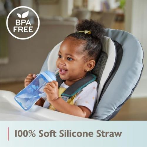 Color Blue NUK Learner Straw Cup 10oz - Toddler Cup with Soft Straw for Easy Drinking Suitable for Ages 8 Months and Up