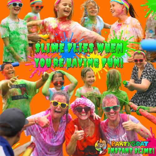 4 Pack PARTY GOAT Instant Slime Powder for Slime Games & Color Runs, Bulk 4 Color Kit, 40 Gallons