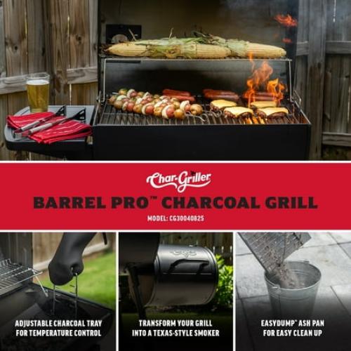 Char-Griller® Barrel Pro™ Charcoal Barrel Grill