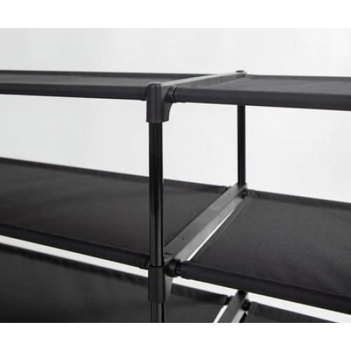 Mainstays 4-Tier Shoe Rack Storage Organizer, Rich Black, 24 Pairs, Iron Poles & Plastic Connectors