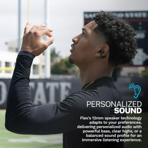 JLab Flex Open Earbuds, Black, Open-Ear Clip Design, 21  Hr Playtime, IPX4, Multipoint, Clear Calls, Fast Pair