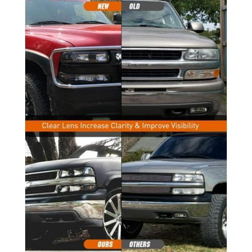 Nilight 1999 2000 2001 2002 Silverado Headlights, 2000-2006 Suburban Headlight Assembly,2001-2006 Tahoe Headlights Chrome