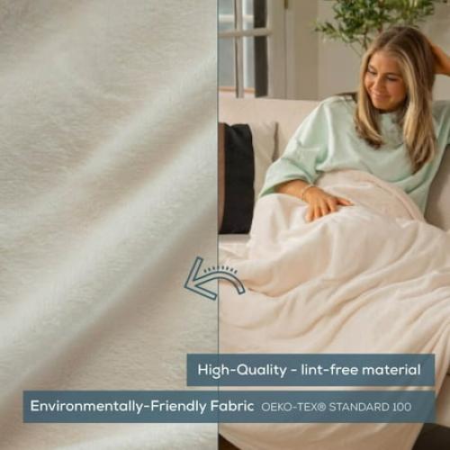 Beurer HD61 Super-Cozy Heated Blanket, Beige, 50 x 60 Inches