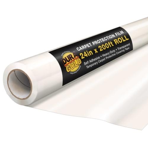 Dura-Gold Carpet Protection Film, 24-inch x 200' Roll - Clear Self Adhesive Temporary Carpet Protective Covering Tape - Protect Against Foot Traffic, Paint Spills, Dust, Construction Debris, Moving