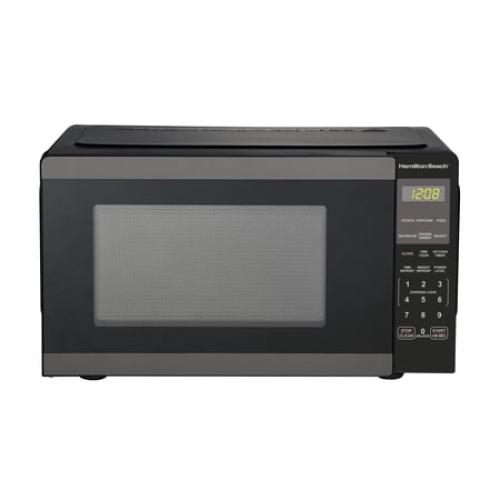 Hamilton Beach 0.9 Cu ft Countertop Microwave Oven, 900 Watts, Black Stainless Steel, New
