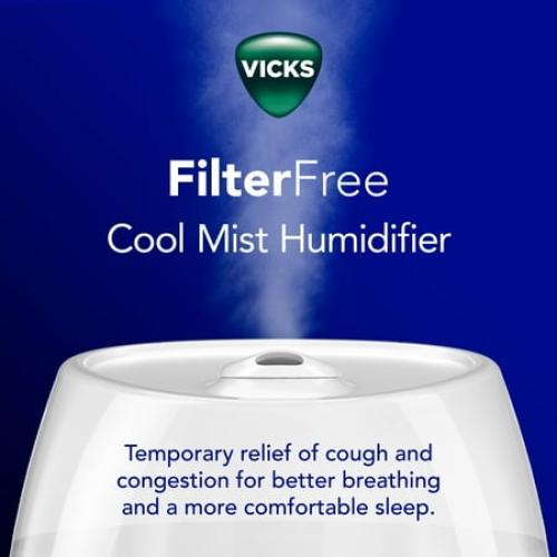 Vicks 1 Gallon Filter Free Cool Mist Humidifier, 400 Sq ft, White, VUL545