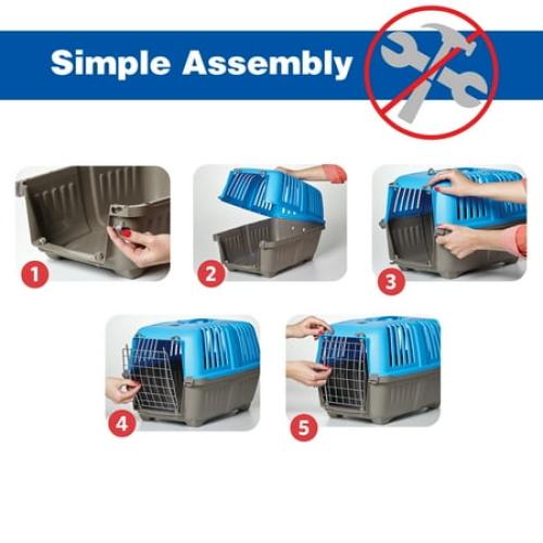 Spree MidWest Homes for Pets Spree 19 Plastic Pet Travel Carrier, Blue w/ Plastic Door, Ideal for XS Dogs