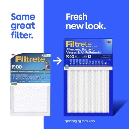 Filtrete 14x30x1 HVAC Furnace Air Filter, MPR 1900 MERV 13, Allergens Bacteria, Viruses & Air Pollutants, 2 Pack