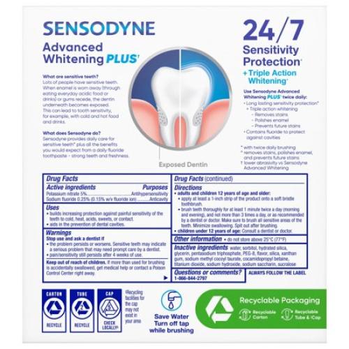 Sensodyne Advanced Whitening Toothpaste, 6.5 Ounce (4 Count)