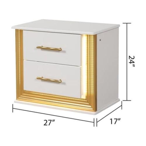 Obsession Contemporary Style 2-Drawer Nightstand Made with Wood in Gold Finish