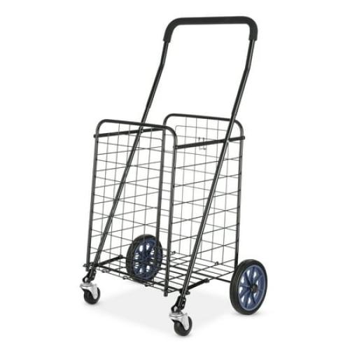 Mainstays Metal 1 Compartment Rolling Metal Shopping / Utility Cart - Black