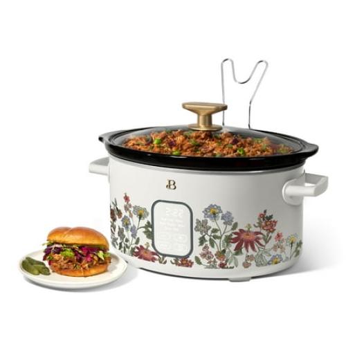 Beautiful 6 Qt Programmable Slow Cooker, Wildflower White Icing by Drew Barrymore