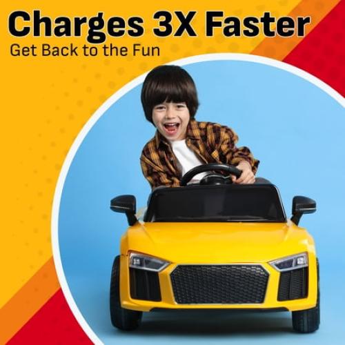 Schumacher Electric Automatic Battery Charger for Ride-On Toys 3 Amps, 6/12V 3 or 4 Wheeled Toy Car Battery Cable Connector, CR7