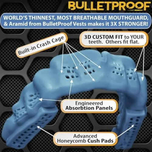 Bulletproof: World’s Thinnest Most Breathable Mouthguard is 3X Stronger! Football MMA Hockey Rugby Basketball BJJ Lacrosse Boxing Sports Mouth Guard Grinding Teeth. Men Women Adult Braces