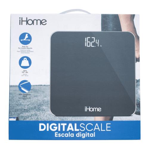 iHome Digital Battery Powered Bathroom Scale 397 lbs with Fit  Personal Coach App, FSA and HSA Eligible, Black