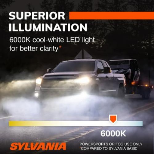 Sylvania H7 LED Fog Light and Powersport Bulb, 2 Pack, Compatible with Multiple Cars
