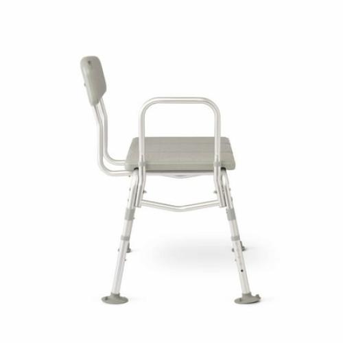 Medline Durable Non-Slip Bath Transfer Bench with Back & Armrest, Height Adjustable, Gray