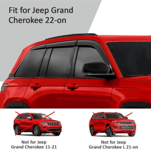 Voron Glass Tape-on Extra Durable Rain Guards for Jeep Grand Cherokee 2022-2026, Window Deflectors, Vent Window Visors, 6 Pieces - 100871