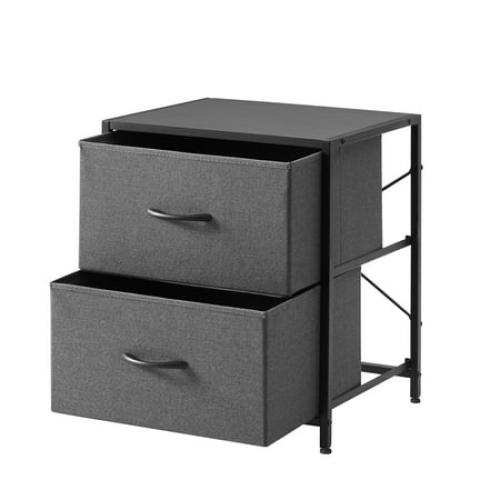 Mainstays 2 Drawer Fabric Storage Nightstand, Grey