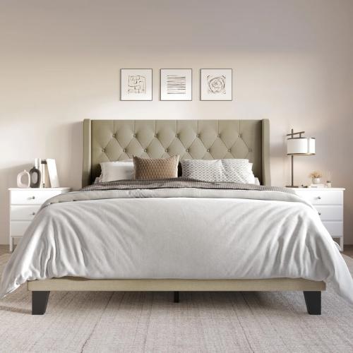 Cream King Bed Frame