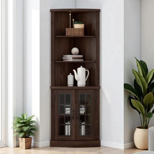Armoney Corner Storage Bookcase Espresso