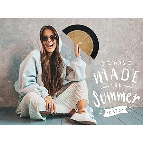 Zolee Folding Hand Fan for Women - Foldable Chinese Japanese Vintage Bamboo Silk Fan - for Hot Flash Dance Performance Decoration Party Gift (Bamboo S Black)