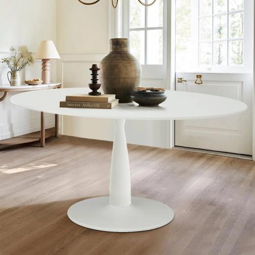 Size 59 Color White Bernabeu 59 Inch Oval Dining Table