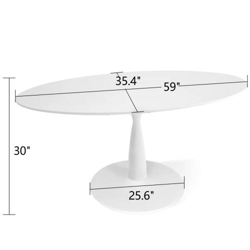 Size 59 Color White Bernabeu 59 Inch Oval Dining Table