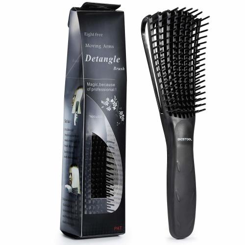 BESTOOL Detangling Brush Detangler Brush for Natural Black/ Curly Hair Afro 3/4abc Texture Faster n Easier Detangle Wet or Dry Hair with No Pain (Black)