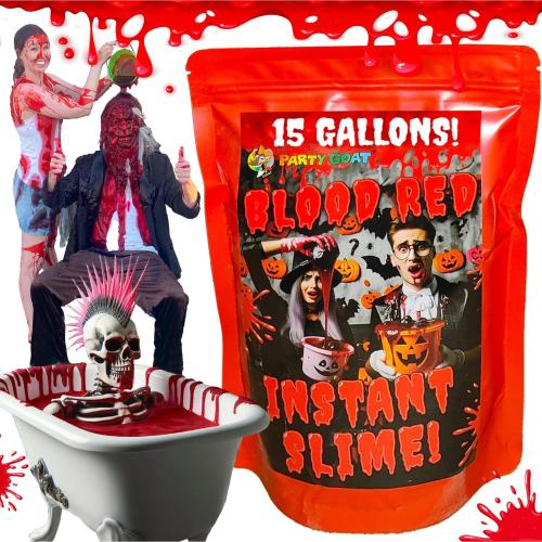 Fake Blood Powder: 15 Gallons of Realistic Stage Blood for Halloween Props Theatre Film SFX & Cosplay. Bulk Zombie & Vampire Blood. Skin Safe Washable & Non-Toxic Halloween Blood Red Instant Slime
