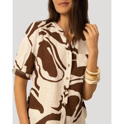 XL Cable & Gauge Women's Linen Blend Button Front Top