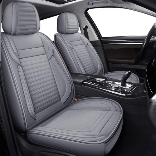 LINGVIDO Car Seat CoversBreathable and Waterproof Faux Leather Automotive Seat Covers for Cars SUV Pick-up Truck SedanUniversal Anti-Slip Driver Seat Cover with Backrest (Full Seat Gray)