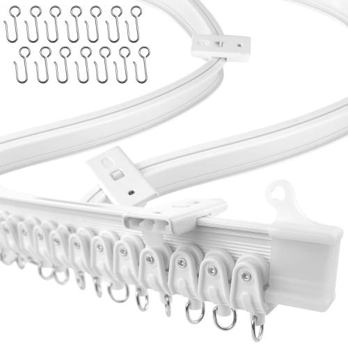 UrbanRed Flexible Bendable Ceiling Curtain Track 9.8FT (3m) Ceiling Mount for Curtain Rail with Track Curtain System Hanging Room Divider Ceiling Curtain Rod RV Ceiling Track for Curtains White
