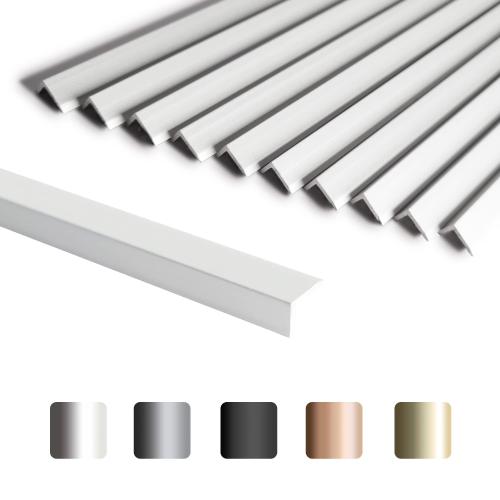 SUNWINGS 10-Pack 36 Inch Peel and Stick Aluminum Tile Trim Decorative Kitchen Backsplash Trim Edge Self Adhesive Tile Liner Matte Silver Large