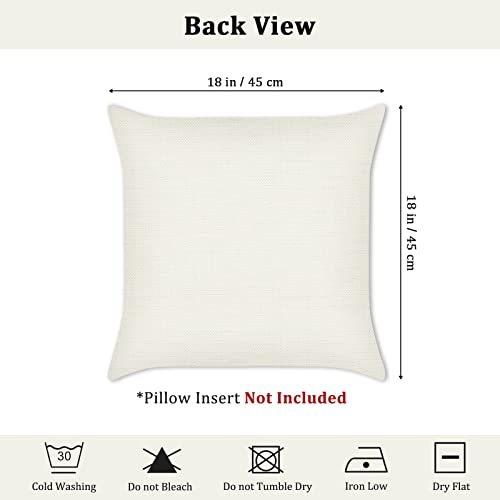 Bonhause Forest Animal Pillow Covers 18x18 Set of 4 Deer Fox Bear Raccoon Decorative Throw Pillowcases Polyester Linen for Sofa Couch Kids Classroom Decor