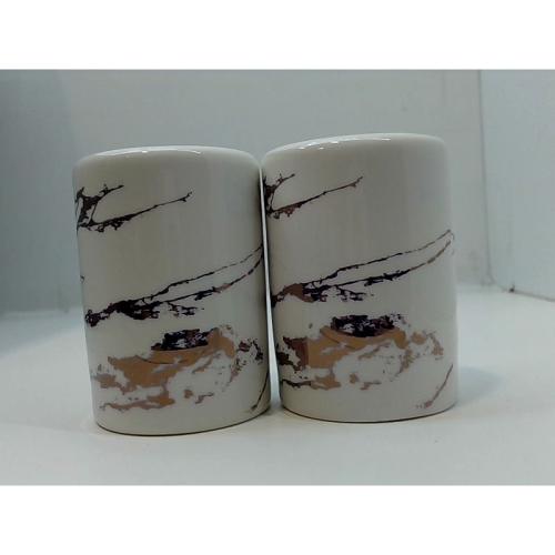 Varato Design Gold Ceramic Salt and Pepper Shakers with Lids - Modern Salt and Pepper Shaker Set