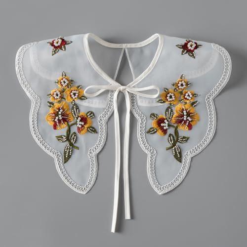 WENLOOY Retro Hollow Out Lace Floral False Collar Detachable Fake Collar for Women Girl