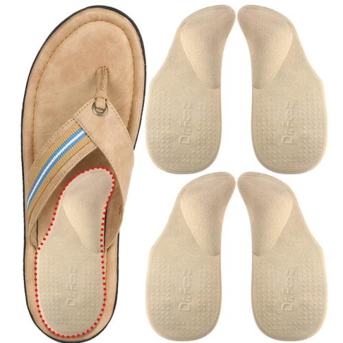 Dr. Foot's Arch Support Shoe Inserts for Flat Feet Plantar Fasciitis Adhesive Heel Cushion for Relieve Pain for Women & Men (Large Beige)