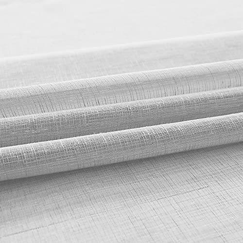 Gray Sheer Curtains 96 Inches Long for Living Room 2 Panels Grommet Woven Textured Voile Drapes Flowy Lightweight Floor Length Curtains for Dining Room Bedroom Sliding Glass Door 52x96 Inch Light Grey