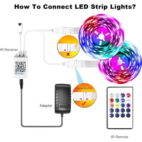 PHOPOLLO Bluetooth Led Strip Lights 100ft (2 Rolls of 50ft) RGB Color Changing LED Lights for Bedroom Kitchen Decoration App Control and Music Sync.