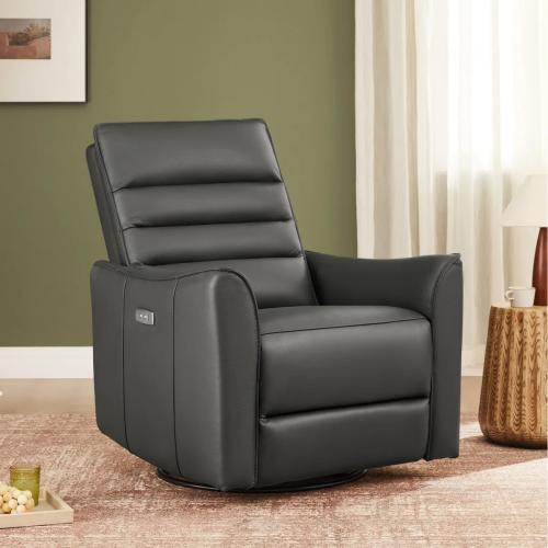 Color Grey Gabi Swivel Glider Power Recliner
