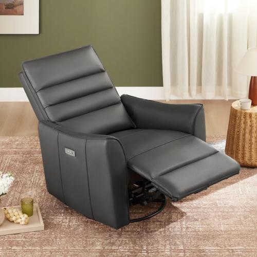 Color Grey Gabi Swivel Glider Power Recliner