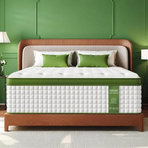 12/14 King 8-Layer Hybrid Mattress with Gel Memory Foam & Convoluted Support - Fiberglass-Free, CertiPUR-US/OEKO-TEX, Dual-Zone Coils