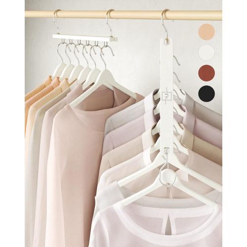 MORALVE Space Saving Hangers for Closet Organizer - 4 Pack European Beechwood Shirt Organizer for Closet - Space Saver Hangers for Clothes - Closet Clothes Organizer Space Saving Collapsible Hangers 4 Pack White