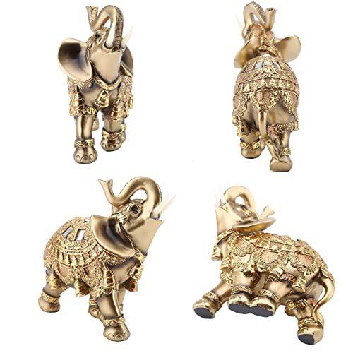 JIENAQIN Lucky Wealth Elephant Statue Feng Shui Home Decorations for Living Room Elephant Figurines Vintage Collectibles Decor Gift