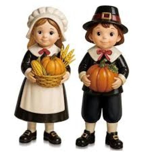 2 Pack Resin Boy And Twin Thanksgiving Pumpkin Party