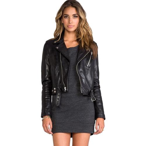 XS Women's Lambskin Leather Biker Black Jacket
